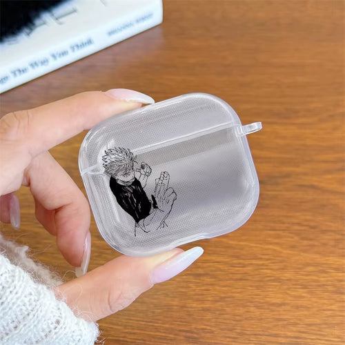 Anime Gojo Satoru Transparent Case for Airpods Pro 3 2 1 4 Cute Cartoon Japanese Airpod Cases TPU Earphone Cover