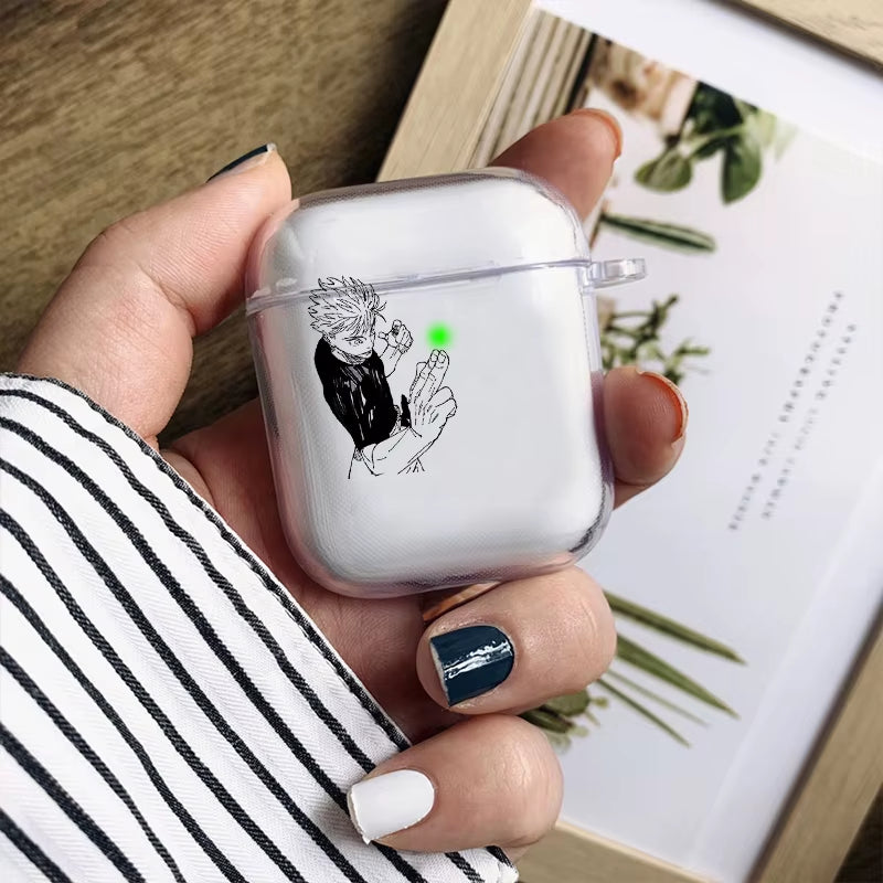 Anime Gojo Satoru Transparent Case for Airpods Pro 3 2 1 4 Cute Cartoon Japanese Airpod Cases TPU Earphone Cover