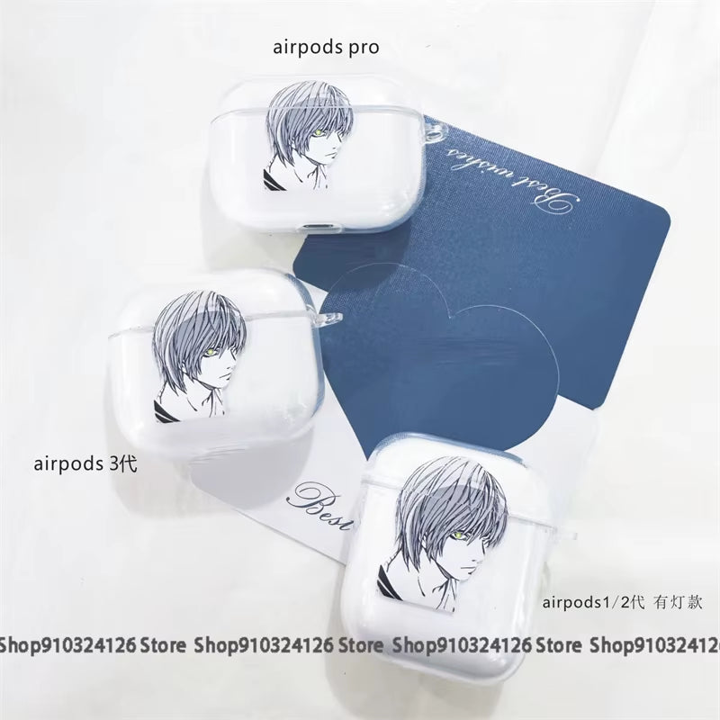 Manga Death Note Earphone Case for Apple Airpods 1 2 3 Pro Yagami Light Lawliet Ryuk Protective Anime Airpods Cases