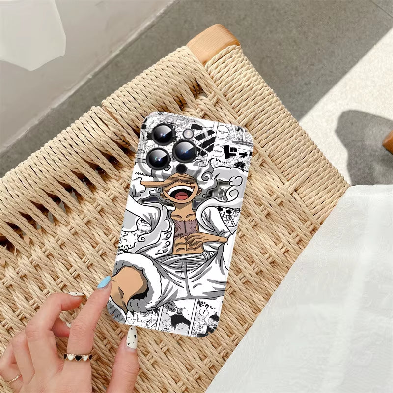 Anime One Piece Luffy Nika Gear 5Th Phone Case for Iphone 15 14 13 12 11 XS Pro Max X XR plus Hard PC Shockproof Cover Matte