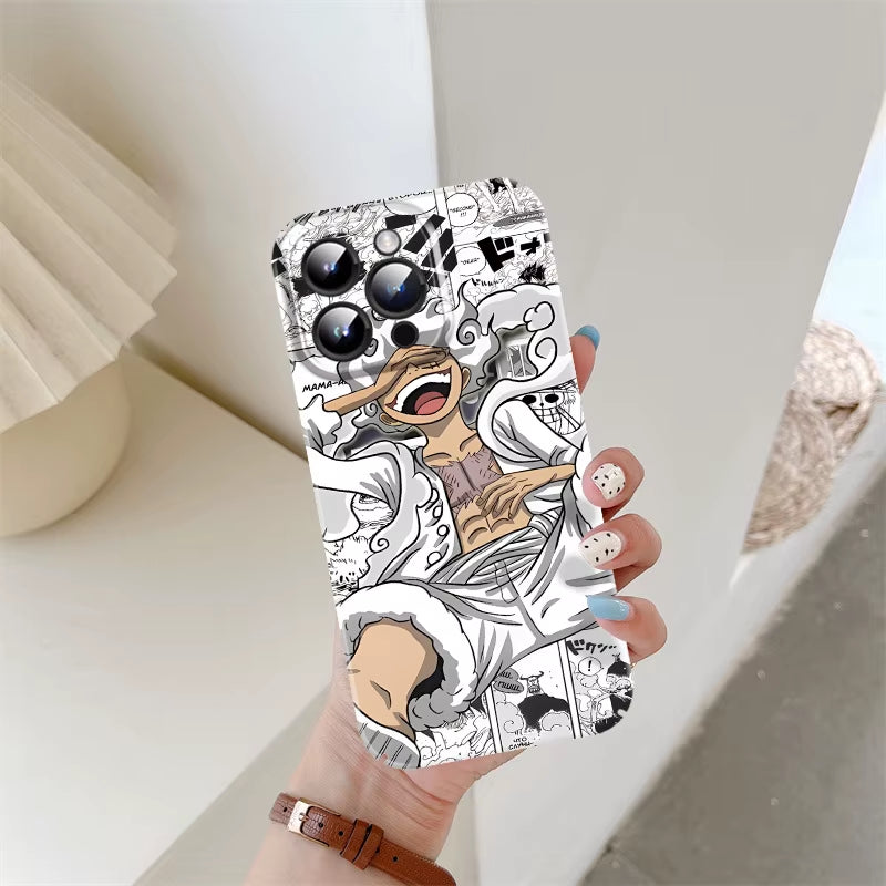 Anime One Piece Luffy Nika Gear 5Th Phone Case for Iphone 15 14 13 12 11 XS Pro Max X XR plus Hard PC Shockproof Cover Matte
